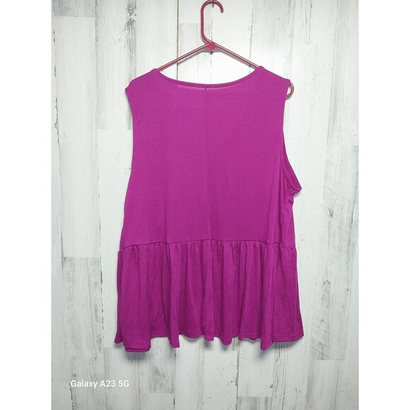 Lane Bryant Womens Swing Tank Plus Size 18/20 Purple Peplum V Neck Sleeveless - Picture 6 of 7